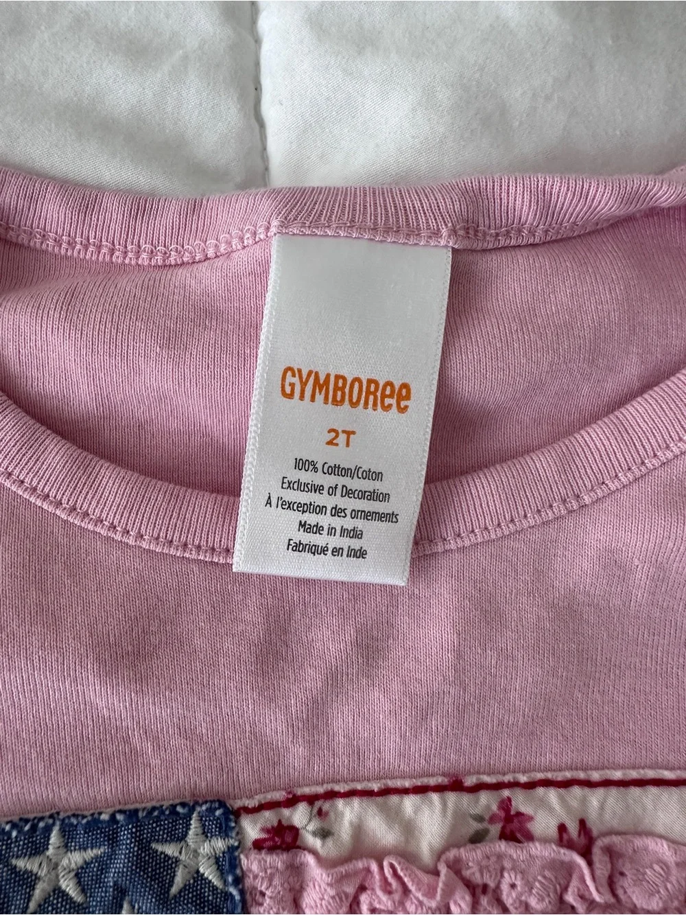 Gymboree 2T Toddler Girl Americana Pink Ruffle Sleeve Flag Top